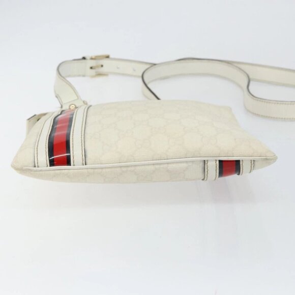 GUCCI GG Canvas Sherry Line Shoulder Bag PVC White Red Navy 153244 Auth ep11420 - Picture 7 of 16